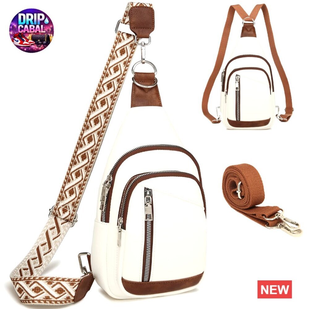 Faux Leather Convertible Sling Bag Backpack Crossbody Purse